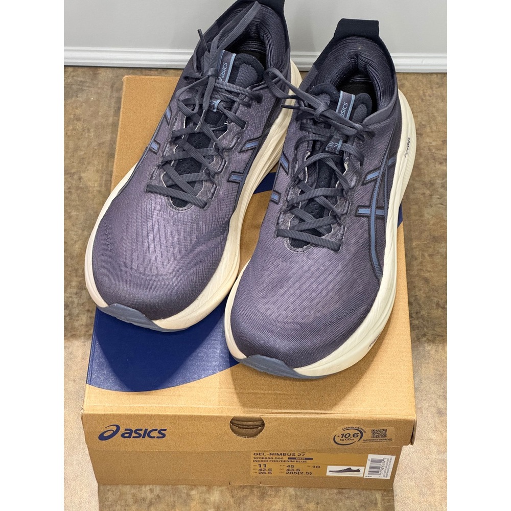Asics Gel-Nimbus 27 Mens Size 11 Indigo Fog Denim Blue Running Shoes Cushioned